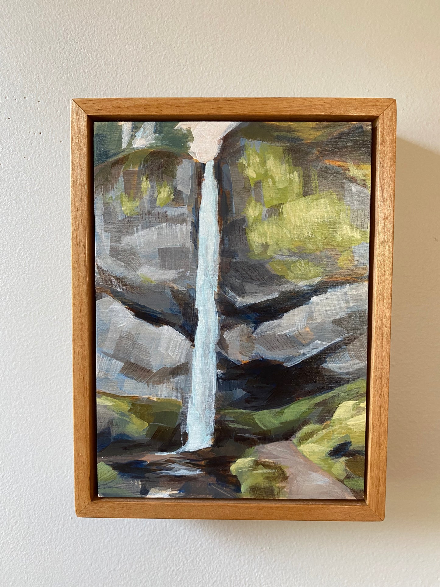 5x7 original acrylic painting of Latourell falls waterfall in the Columbia River Gorge
