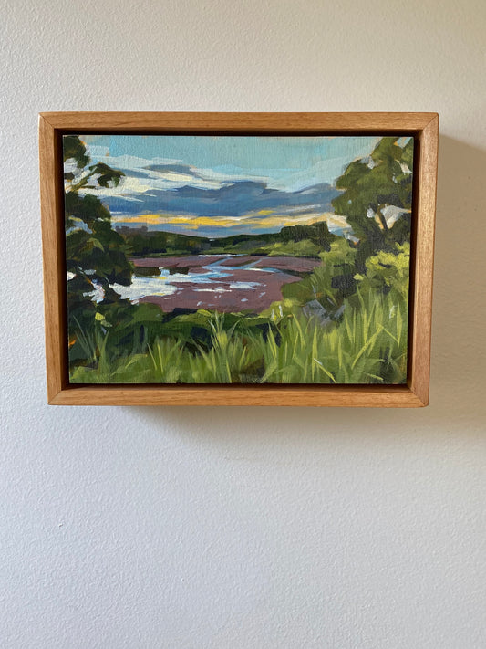 Framed 7x5 Abstract marsh painting in Oaks Bottom Wildlife Refuge