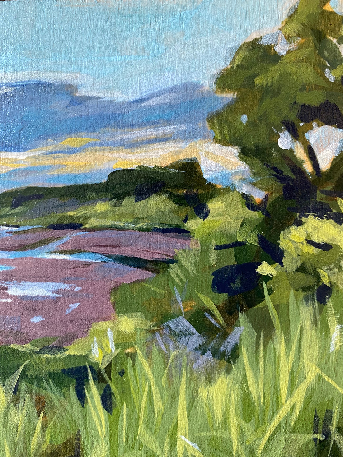 Close up of 7x5 Abstract marsh painting in Oaks Bottom Wildlife Refuge