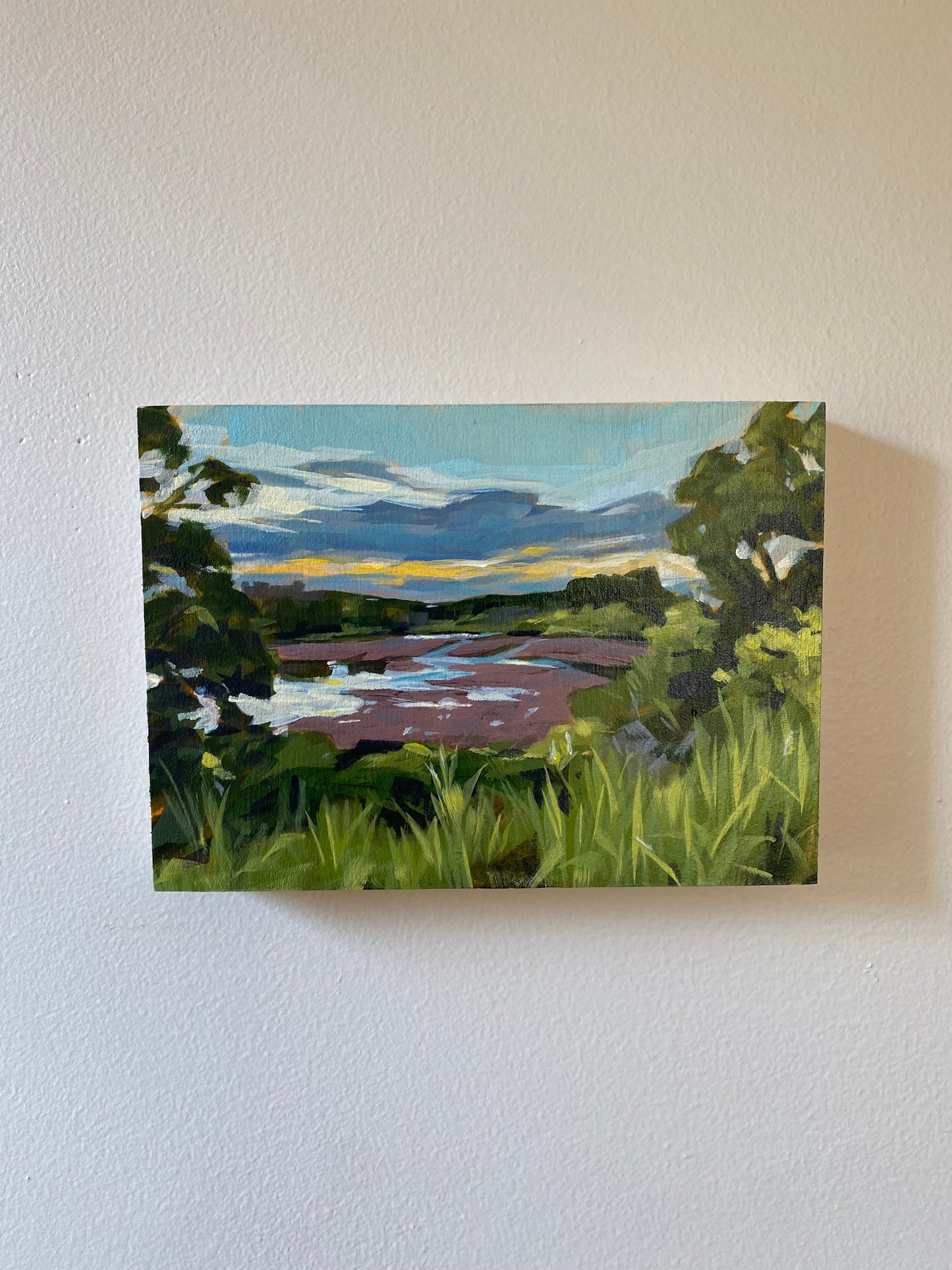 Frameless 7x5 Abstract marsh painting in Oaks Bottom Wildlife Refuge